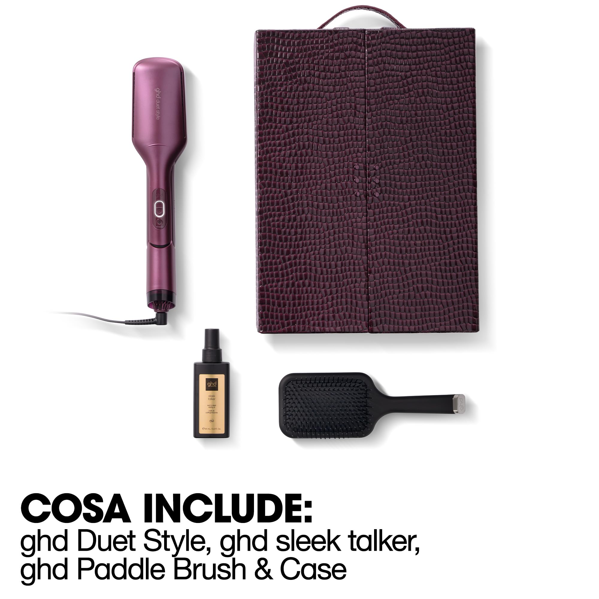 ghd Set Regalo Duet Style Cherry Chic, Piastra Asciugacapelli Professionale in Tonalità Rosso Ciliegia, con Elegante Cofanetto Viaggio, Capelli Lisci e Lucenti fino a 48H Senza Danni Termici