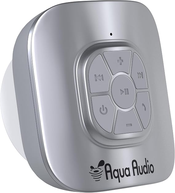 Shower Speaker Bluetooth Waterproof with Suction Cup - 10 Hours Playtime/Built-in Mic (Silver)