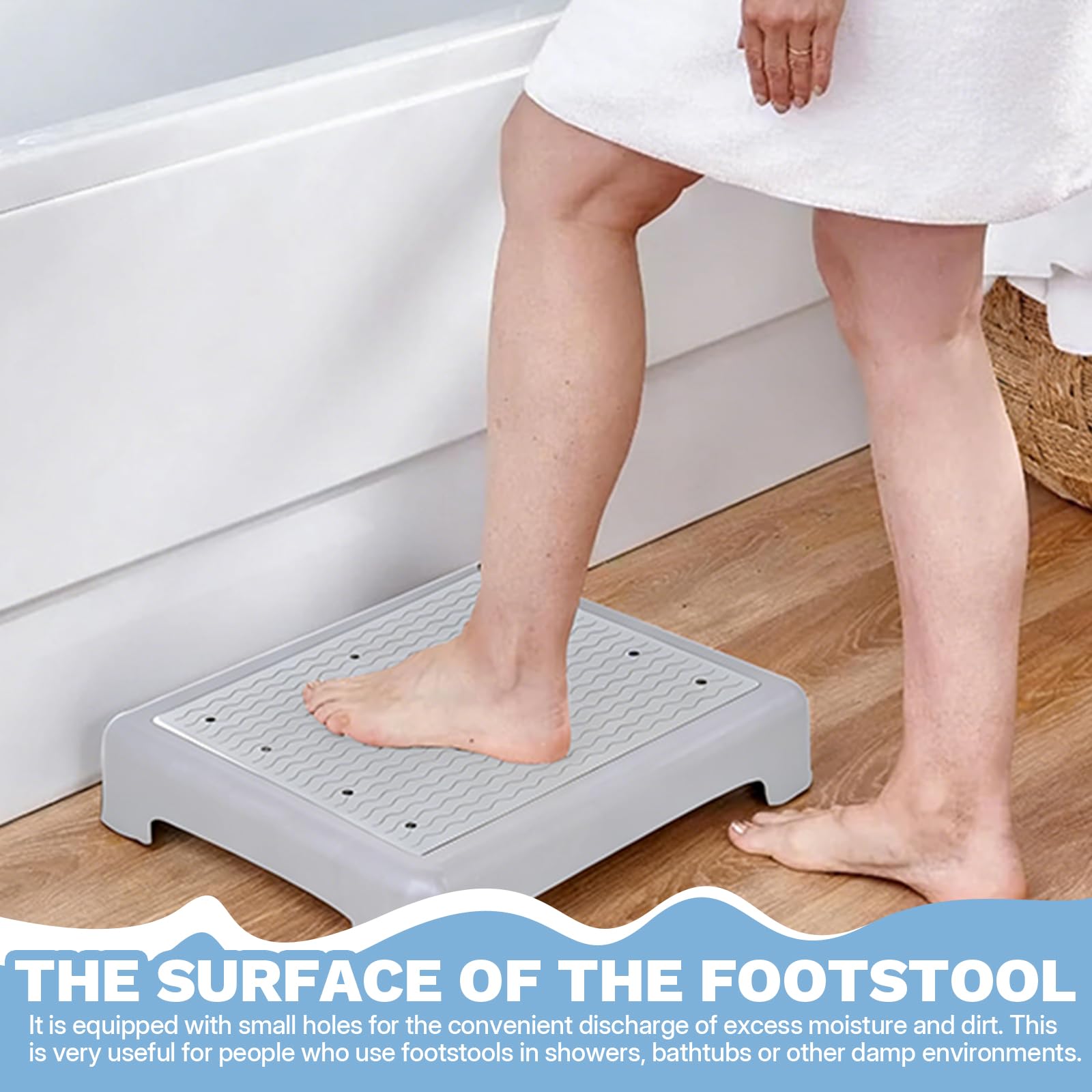 Escalón para interior y exterior, 44 x 34 x 9,5 cm, taburete portátil One Step, hasta 200 kg, ayuda para entrada, ducha, antideslizante, ayuda para escaleras, para personas mayores, ducha, coche