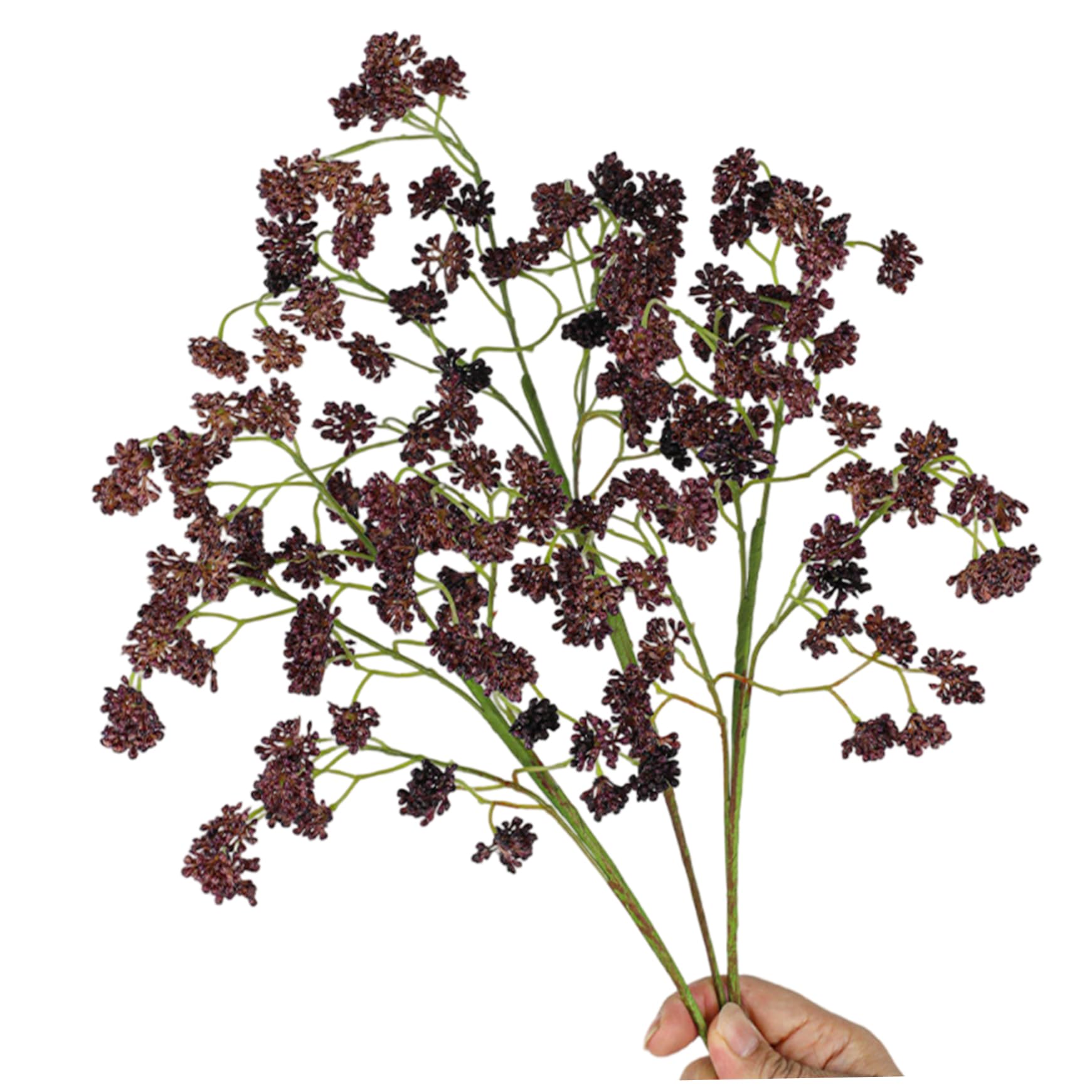 Muzrunq Dusty Plum Berry Stems 3PCS 15.8 Inch Realistic Fall Berry Stems Fall Dusty Plum Faux Faux