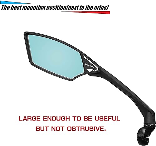 Miniatura 7 de Meachow - Nuevo cristal resistente a los arañazos, espejo de bicicleta para manubrio, espejo retrovisor giratorio (lado izquierdo azul) ME-006LB.