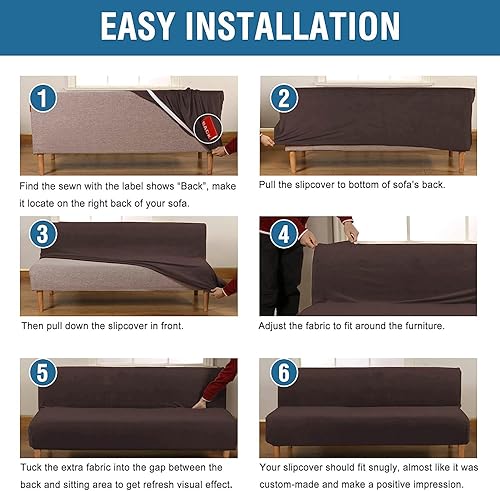 Vista 85 de H.VERSAILTEX - Funda de terciopelo real para futón sin brazos, funda protectora elástica para sofá cama, para protección de muebles, gruesa, suave