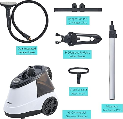 Miniatura 9 de True & Tidy Vaporizador profesional para ropa comercial con tanque de agua extra grande de 98 onzas, resistente con 3 ajustes de vapor, placa de