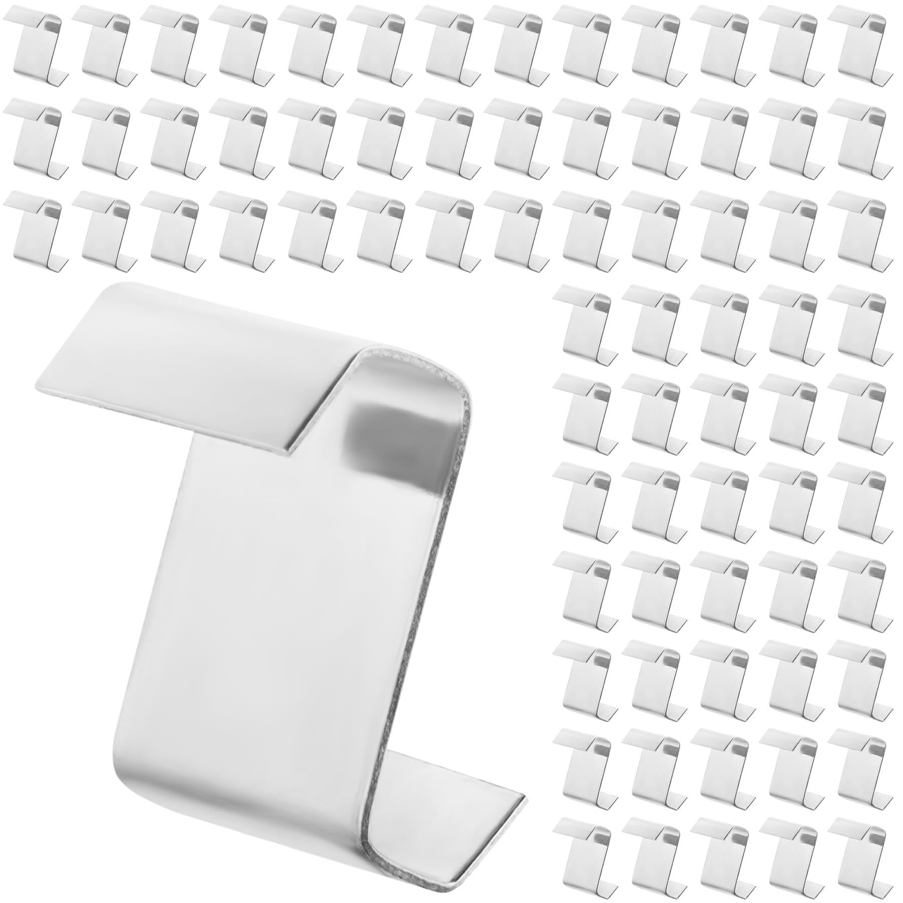 Elekee Silver 100X Greenhouse Glass Z Clips - Glass Pane Fixing Stainless Steel Clips | Greenhouse Glass Clips For Glazing Panels, Overlaps, Accessories And Fittings