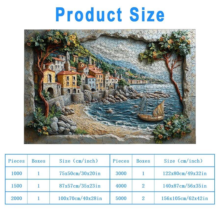 Puzzle 1500 sztuk krajobrazu, drewniane puzzle morskie dla dorosłych, rozmiar: 87 x 57 cm, puzzle 1500 sztuk dla dorosłych, rodzinne gry edukacyjne, puzzle pomysł na prezent dla kobiet, wystrój domu