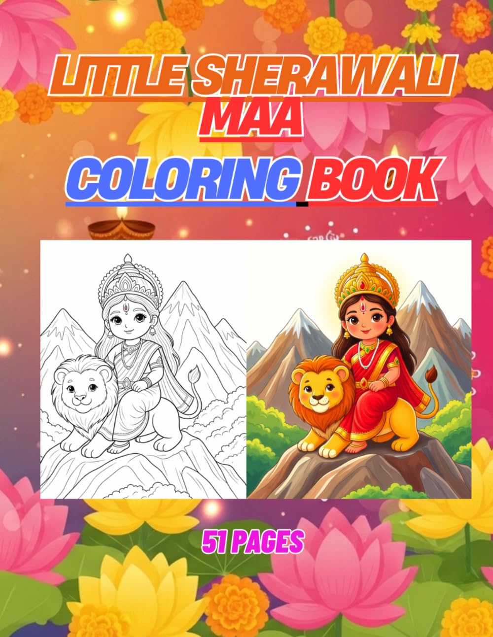Little Sherawali Maa Cute Devi Coloring Book: Goddess Durga Coloring Book with Mata Di Illustrations for Children and Spiritual Kids (Adi Shakti Kala Lok)