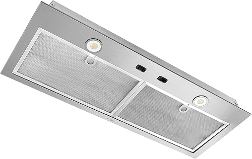 Broan - NuTone BBN1243SS - Inserto personalizado con ventilador de escape de 2 velocidades y luz, 300 CFM máximo, acero inoxidable, campana