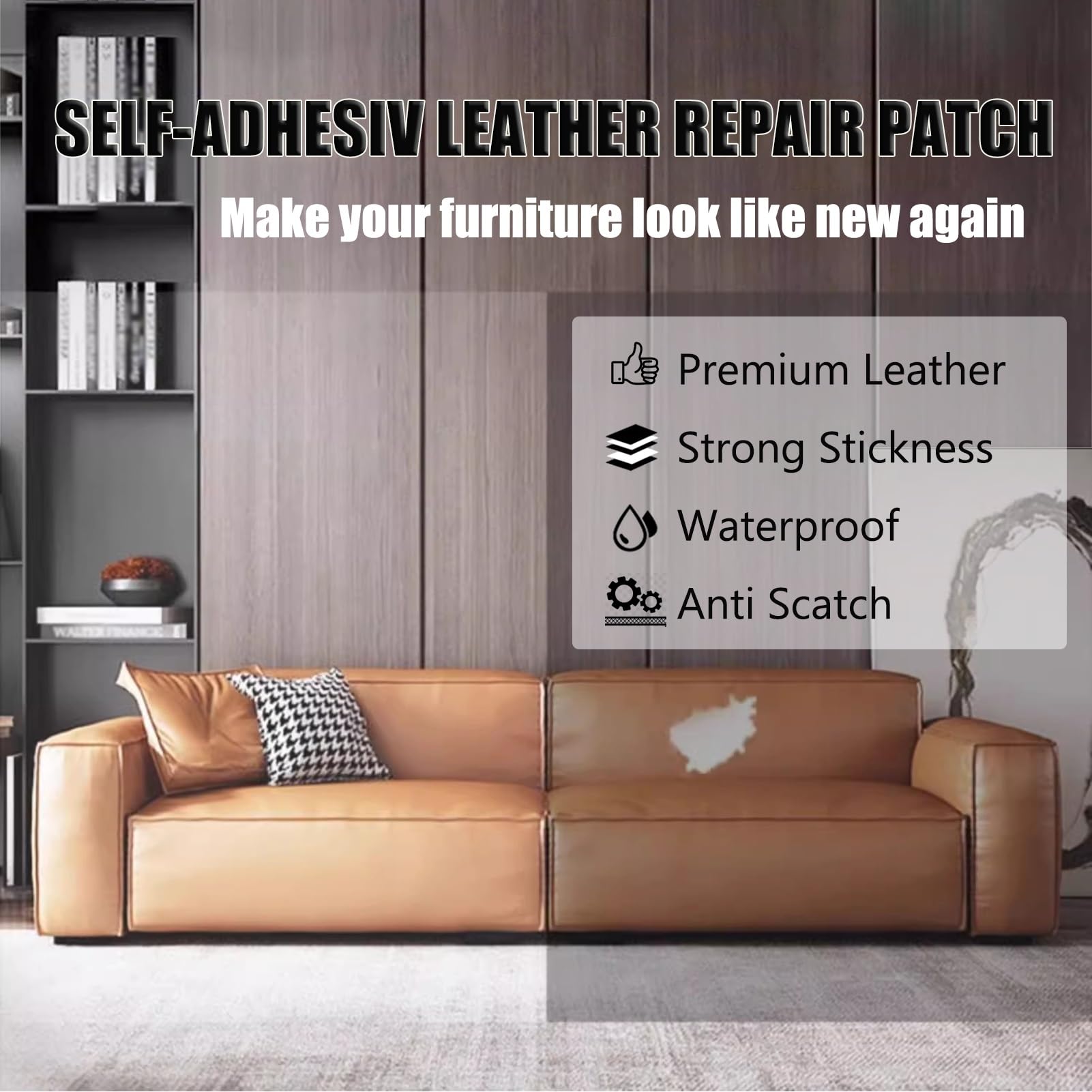 Leather Repair Patch Zelfklevende lederen reparatiepatch, bankrenovatie/ stoelen/jassen/leren tasreparatiepatches (Color : Beige, Size : 100x138cm/19.7x54.3
