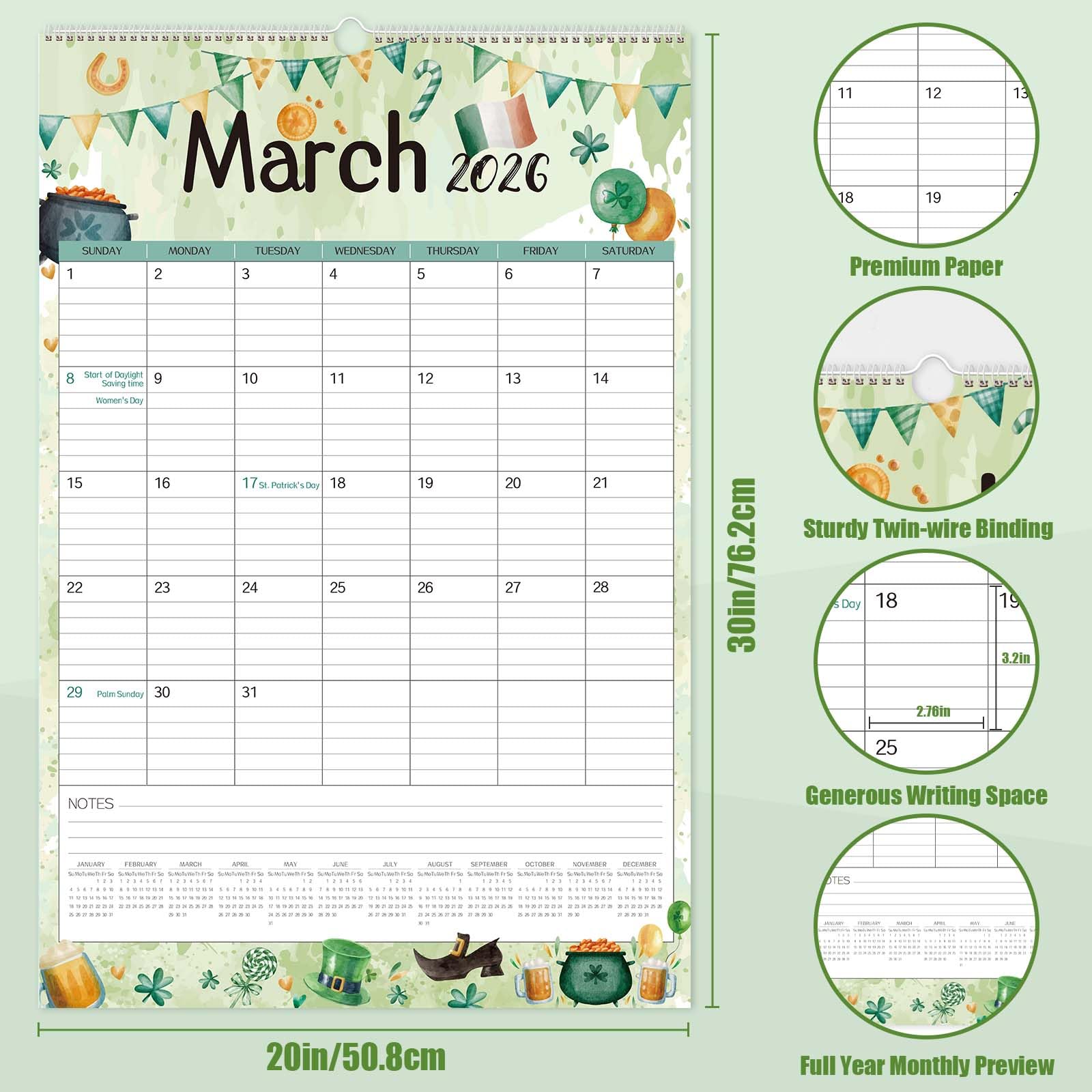 Guasslee 2025 Large Wall Calendar,20"x 30" Vertical Jumbo Hanging Wall