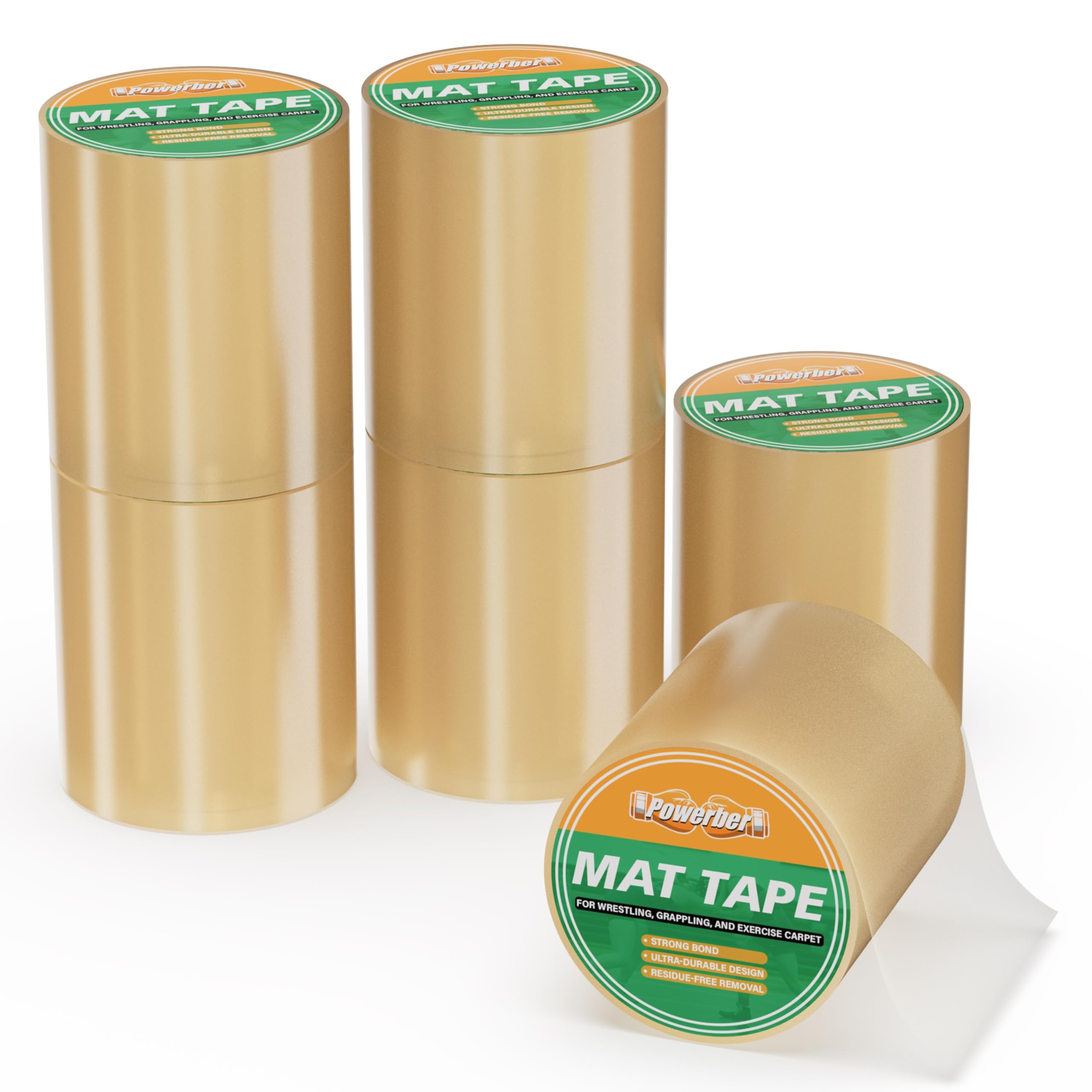 Powerber Wrestling Mat Tape 4'' - Clear Mat Tape Wrestling, PVC Wrestling Tape for Mats, 6 Rolls