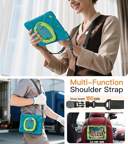 Miniatura 7 de BATYUE - Funda para iPad de 8 y 7 generación (iPad de 10.2 pulgadas) resistente con protector de pantalla, soporte giratorio, asa, soporte para tapa