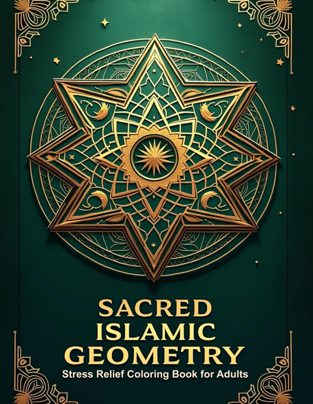 Sacred Islamic Geometry: Stress Relief Coloring Book for Adults Featuring Intricate Star Mandalas & Timeless Geometric Patterns