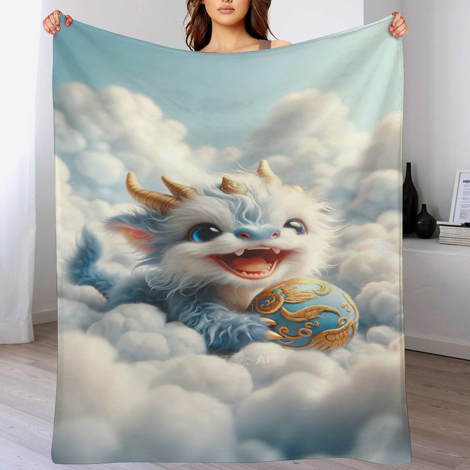 Couverture dragon 3D plaid polaire flannel chaud et jeté de lit 150x200