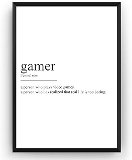 Magic Posters Gamer Definition Print - Gaming Poster Gift Uni Typography University Student Novelty Girls Boys Video Games Room Wall Art Bedroom Decor Merchandise - Frame Not Included
