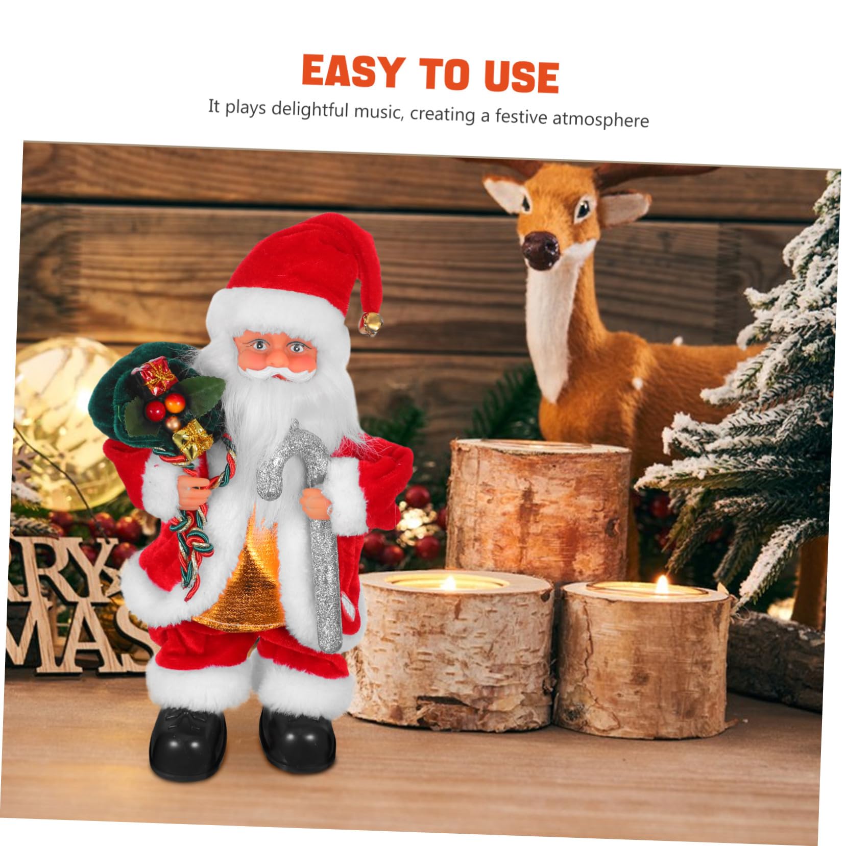 Hemobllo Juguete Eléctrico de Papá Noel Decorativo Juguete para Fiestas Navideñas con Música y Movimiento para Infantiles y Decoraciones Festivas