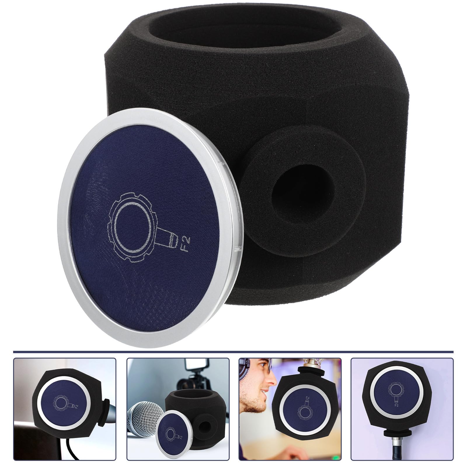 MAGICLULU Micrófono Profesional Filtro Parabrisas Protector de Viento Azul para Micrófonos de Transmisión y Uso en Estudios de Grabación