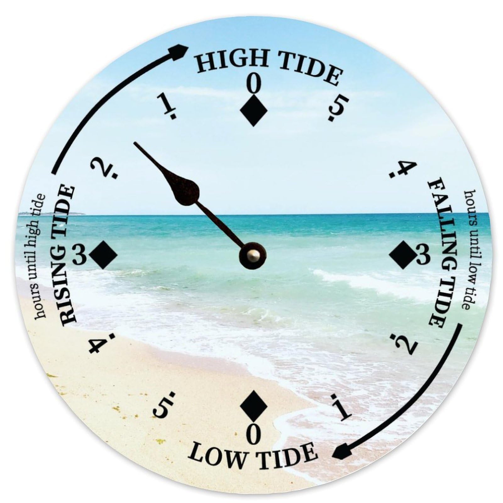 Guangpat Tide Clock with High And Low Tide Beach Vacation Wall Wooden Moon Tidal Clock Ocean Time Coastal Clock Nautical Tide Movement Clock for Beach House Deck Board 10 Inch — image 1
