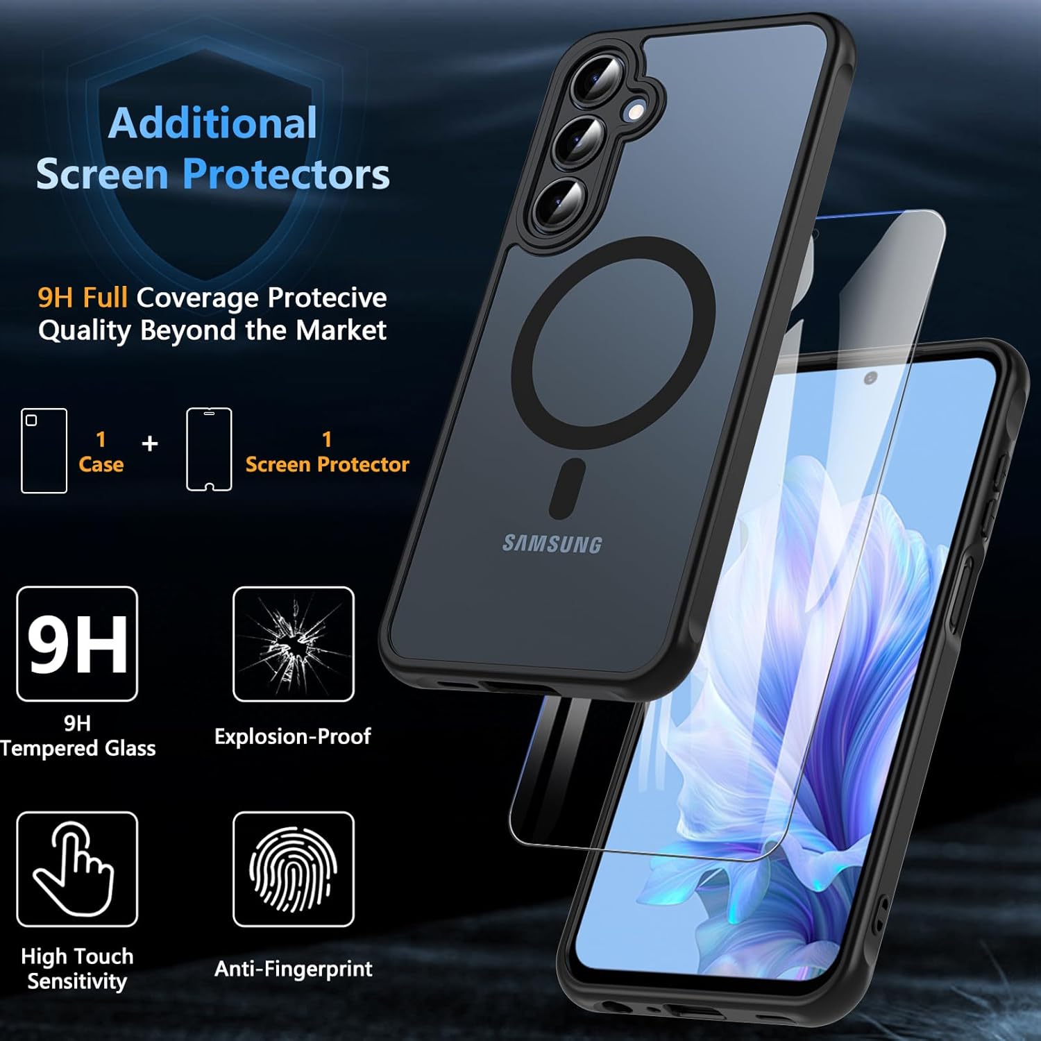 BESINPO Magnetic for Samsung Galaxy A25 5G Case, Military Grade Shockproof Drop Protection with Tempered Glass Screen Protector Slim Bumper Cover Phone Case for Samsung A25 5G (Black) - Image 7