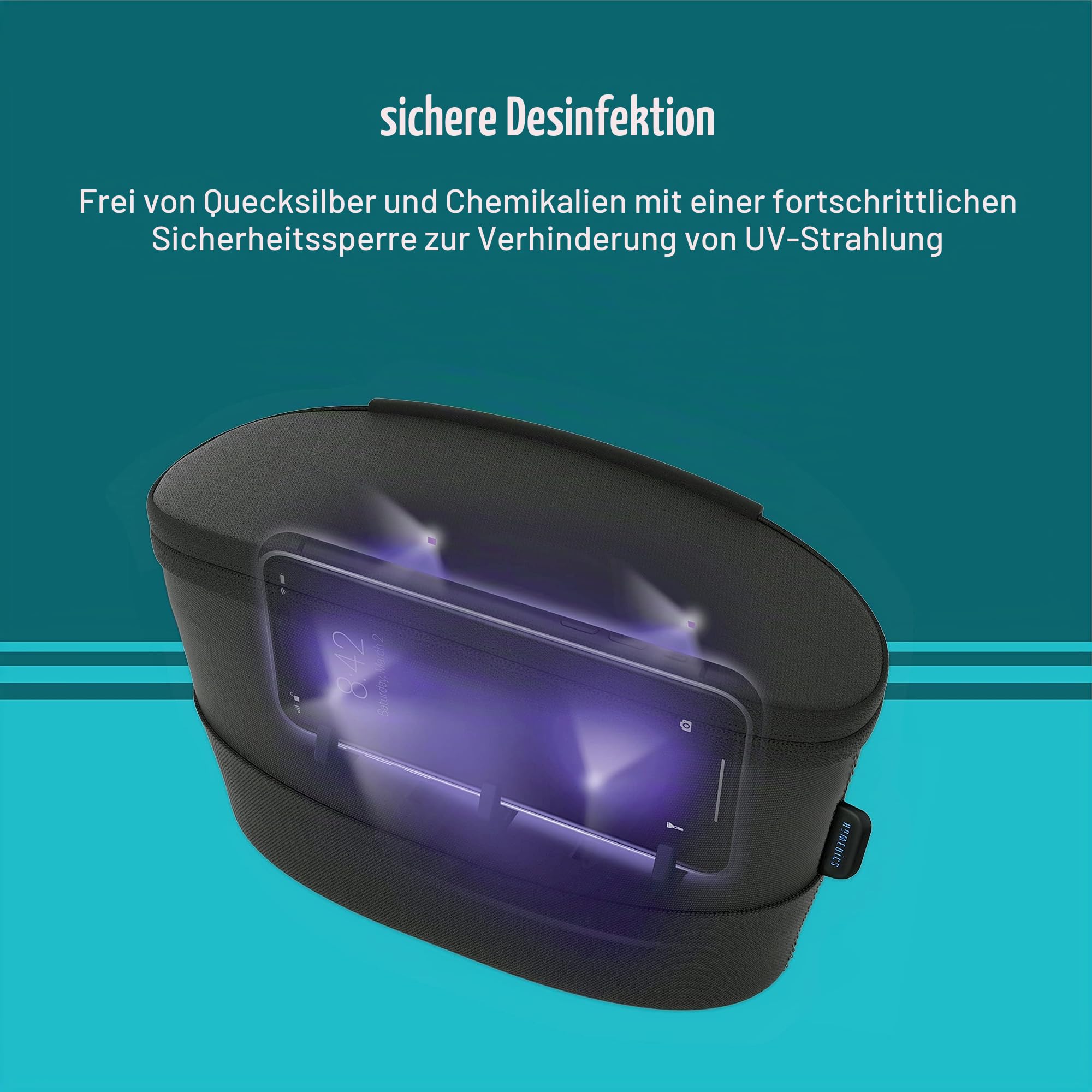 HoMedics UV-Clean tragbarer Desinfizierer Sanitizer Sterilisator|Schnellster UV-Sanitizer auf dem Markt|Tötet bis zu 99,9 Prozent der Bakterien und Viren auf DNA-Ebene,ohne Quecksilber und Chemikalien