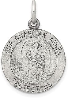 Colar com pingente de medalha de anjo da guarda de prata esterlina 925 pingente religioso joias finas para mulheres presentes para ela, Prata esterlina