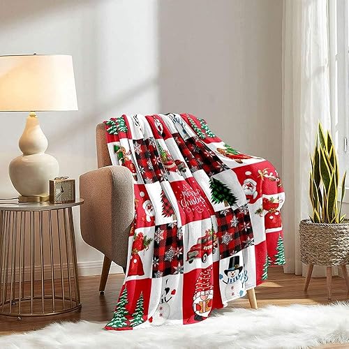 Vista 80 de LUVIVIHOME Manta de Feliz Navidad, bolas de Navidad azules doradas, manta de invierno con copos de nieve, manta individual, acogedora manta cálida