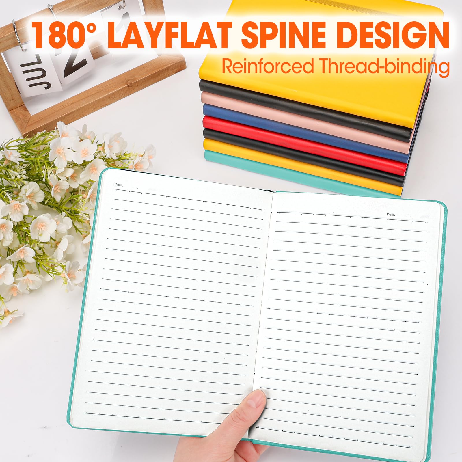 Confezione da 24 quaderni a righe per lavoro, 200 pagine, medio 14 x 21,1 cm, formato A5, a righe, 6 colori, copertina rigida per scrivere, prendere appunti
