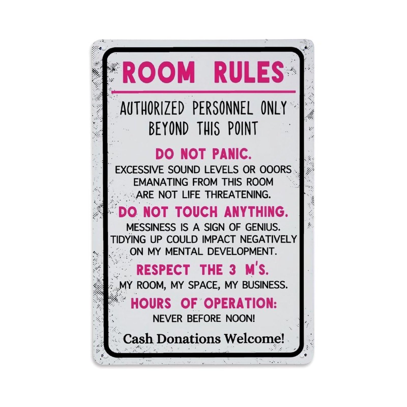 Jdfenggu Vintage Room Rules Humor Sign Print Retro Metal Tin Sign, Metal Poster For Bar, Home, Man Cave, Kitchen, Laundry Room Art Decor 8X12 Inch