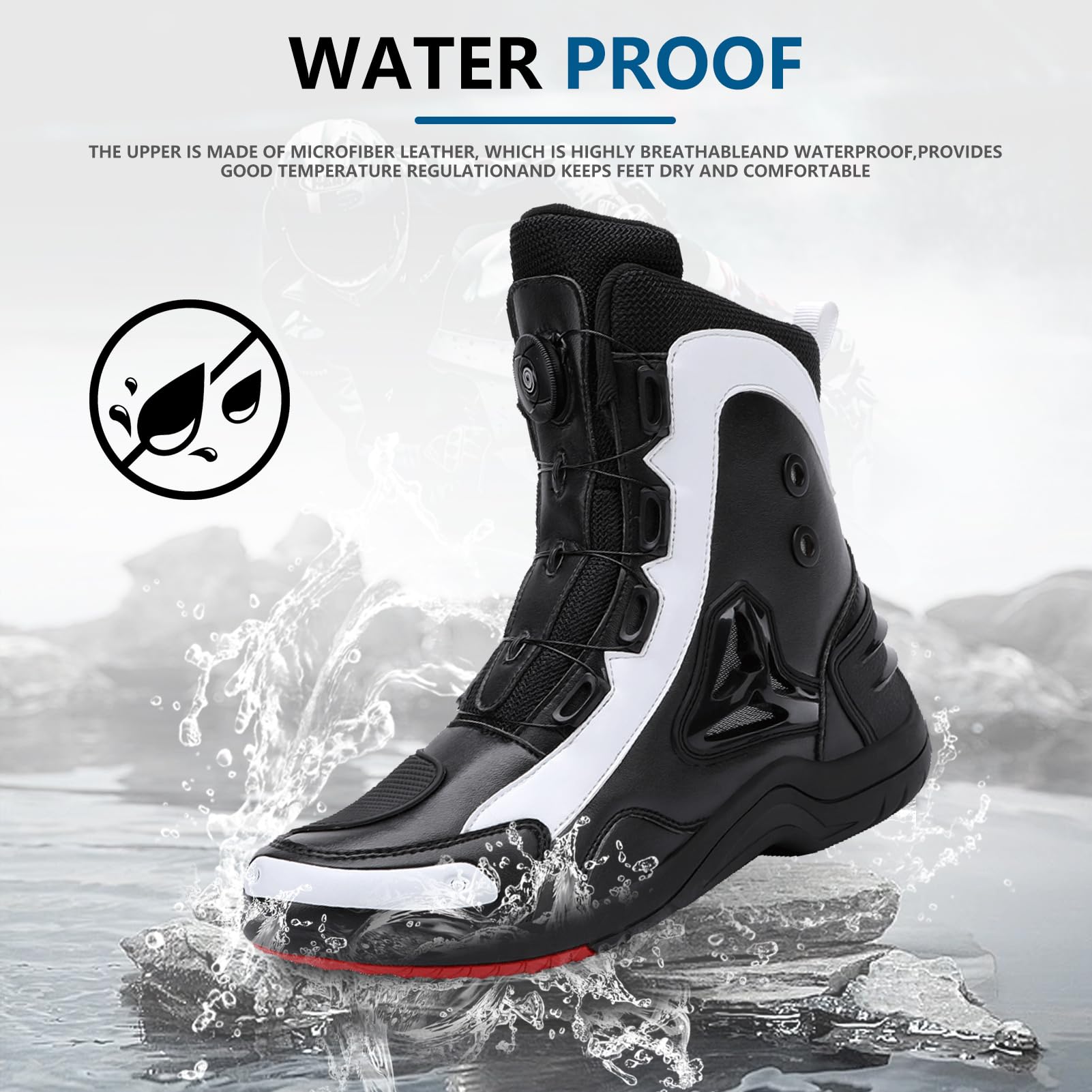Scarpe Moto Uomo, Stivali Scarpe Moto Motocross Casual Strada Traspiranti Antiscivolo con Cerniera Laterale, Supporto per La Caviglia