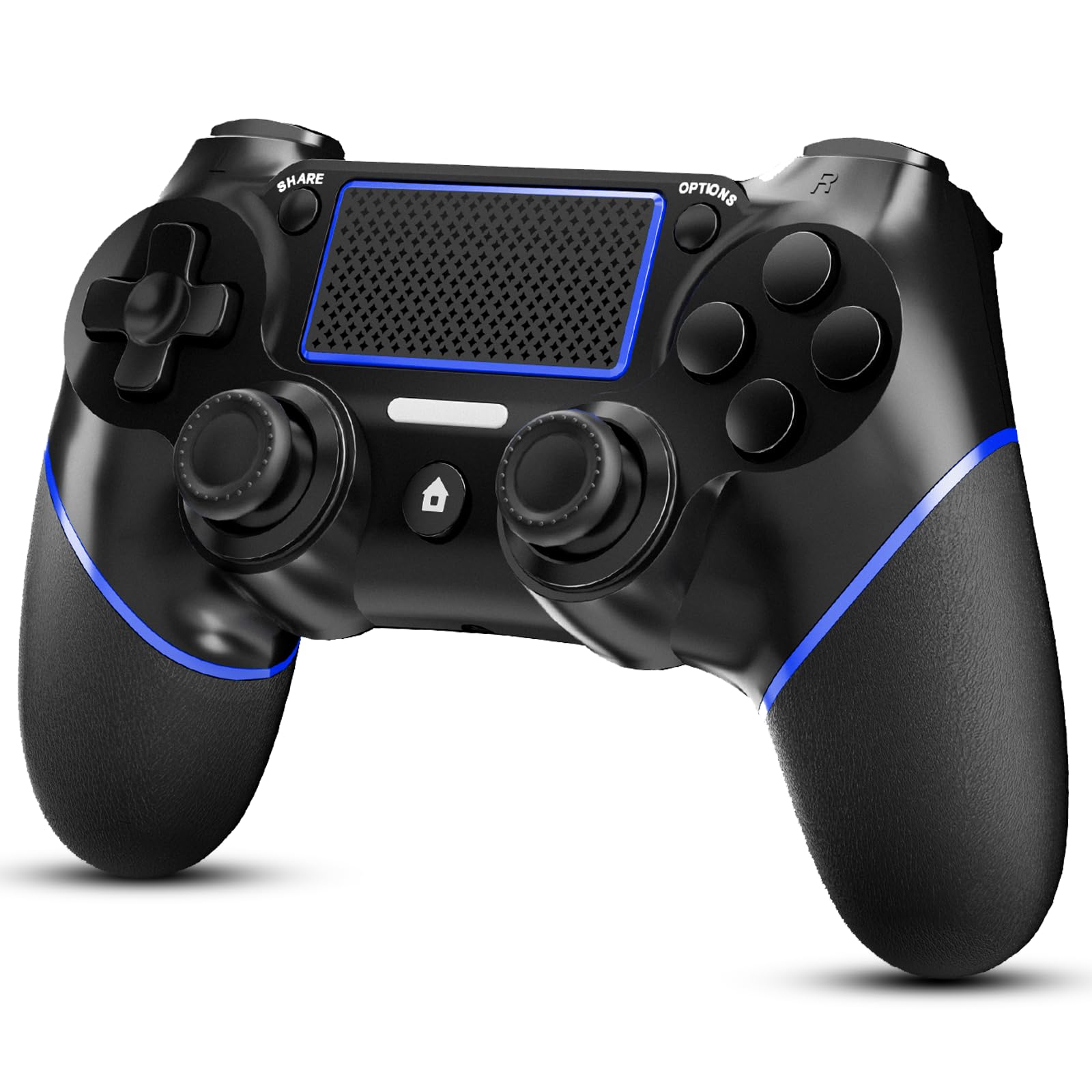 RCCBOOST REKBOO Manette pour PS4 Sans Fil, Manette Joystick Gamepad pour PS4/Slim/Pro avec Double Moteur Vibration, 600mah Batterie,Touch Panel, 3.5mm Audio Jack Speaker (Bleu)