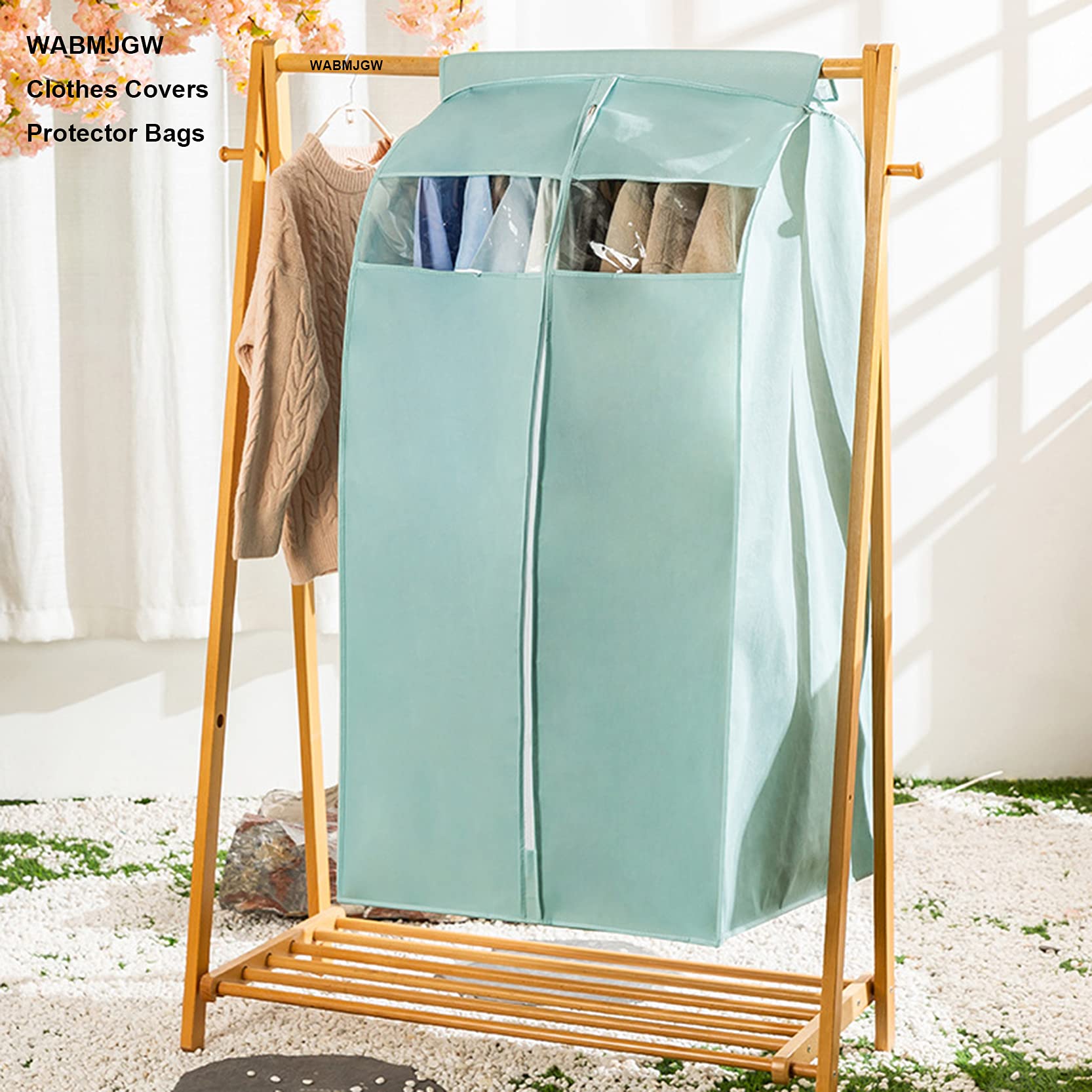 borsa per vestiti, Grandi 2 pezzi copriabiti in tessuto non e borsa portaoggetti for appendere vestiti con finestra trasparente, tridimensionali, facili da usare(Pink,L)