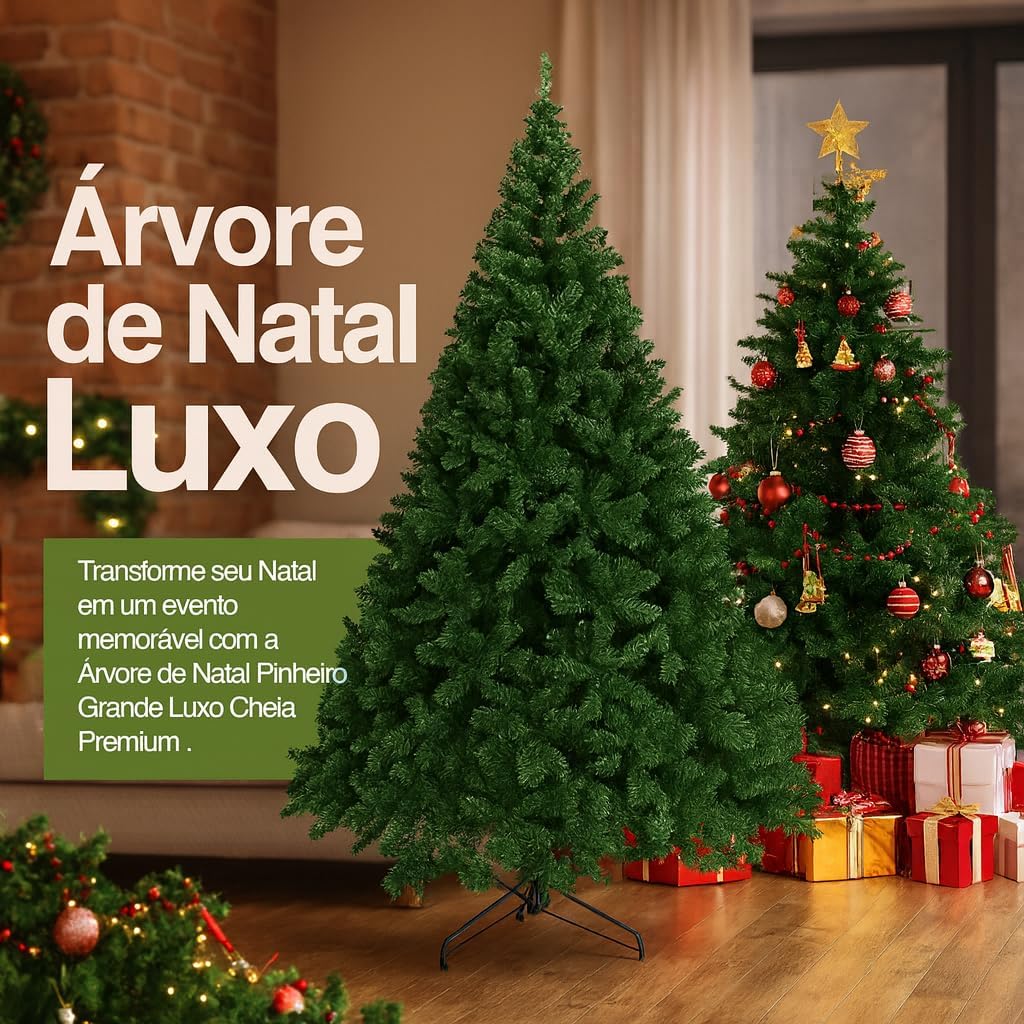 Árvore de Natal Super 1,80m Pinheiro Luxo 860 Galhos, Vmstark Cheia, Realista e com Base de Ferro Reforçada Decoração Natalina Árvore de Natal Super 1,80m Pinheiro Luxo 860 Galhos, Vmstark Cheia, Realista e com Base de Ferro Reforçada Decoração Natalina