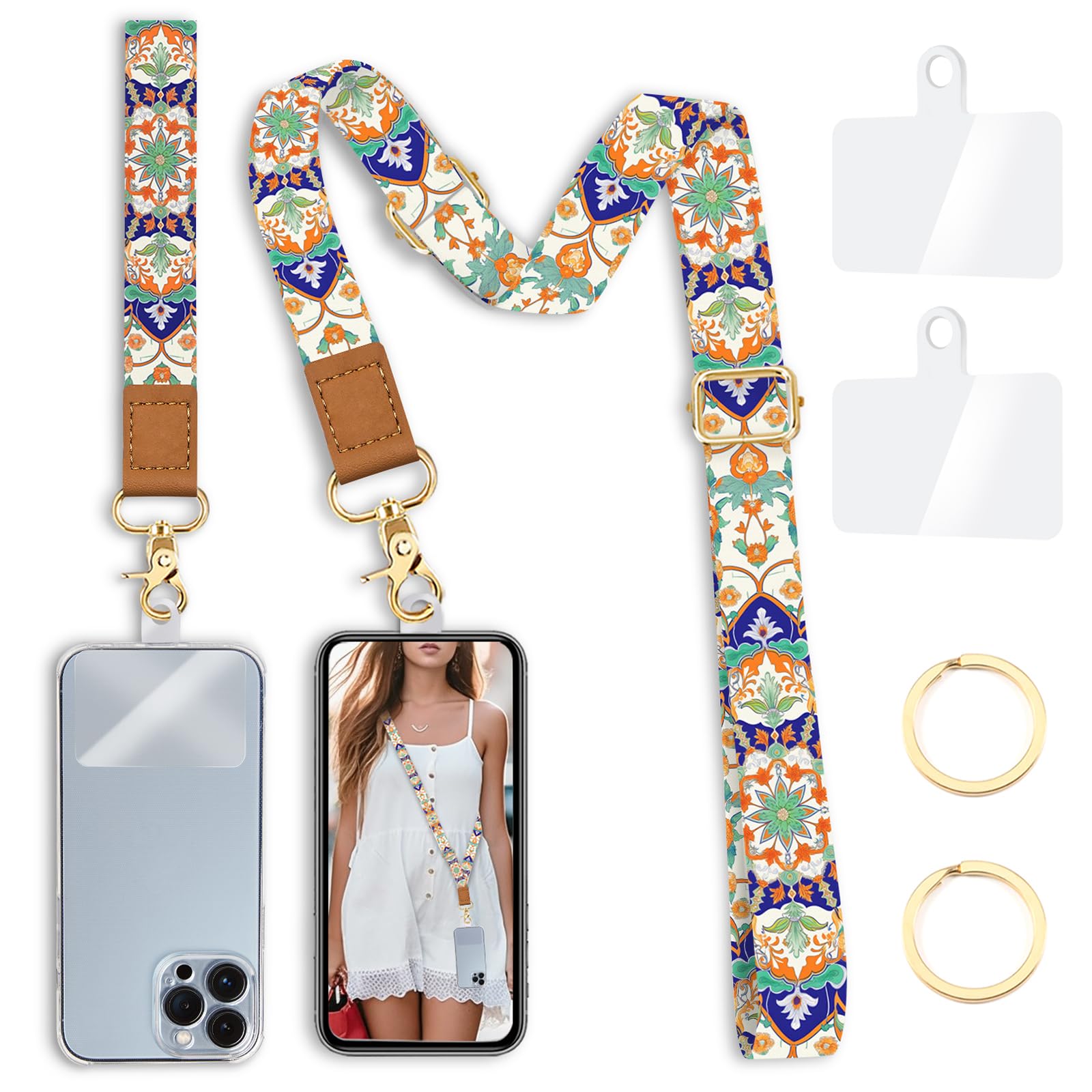 Yonlevres Phone Lanyard Crossbody Strap Wrist Neck Adjustable Women Boho