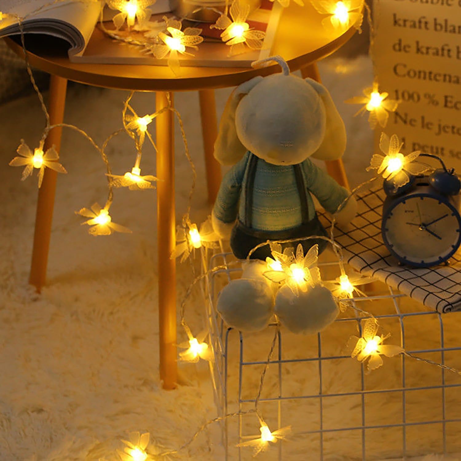 Luci decorative a forma di farfalla, a batteria, impermeabili IP65, per interni ed esterni, giardino, casa, feste, compleanni, matrimoni e decorazioni natalizie (bianco caldo, 80)