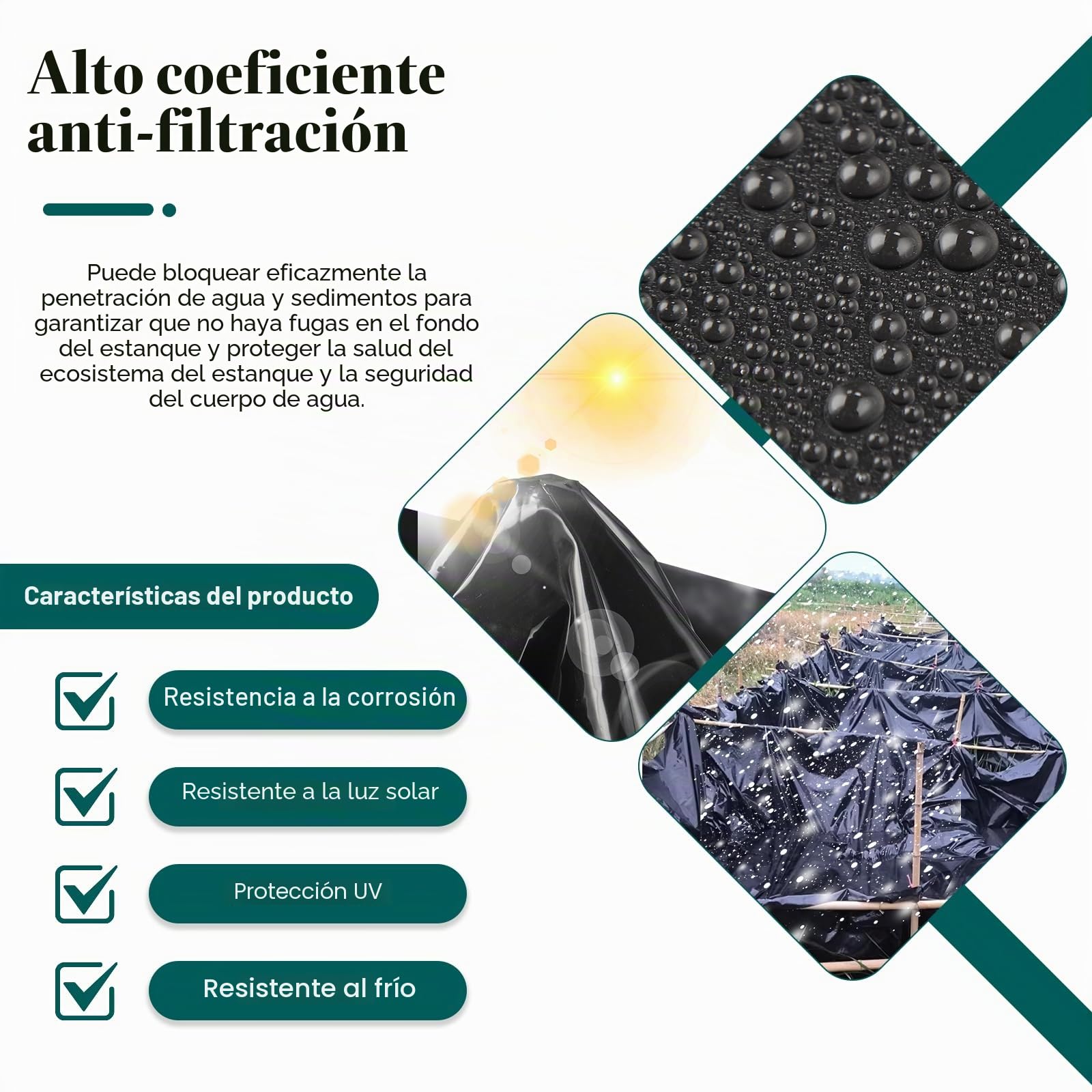 Coolty Revestimiento de Estanque Negro de Servicio Pesado Base de Jardín Estanques de Peces Revestimientos Preformados para Estanques de Peces Paisajismo Características Acuáticas Arroyos Fuentes