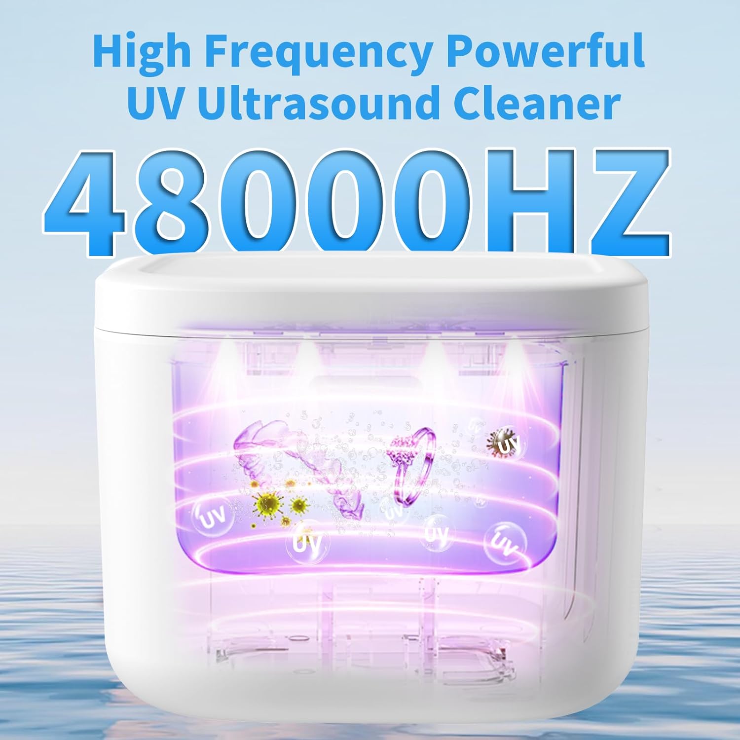 Retainer Cleaner, Ultrasonic Retainer Cleaner Machine Digital Timer 6 Modes,48kHz for Dentures, Mouth Guards, Braces, Toothbrush Heads, Jewelry, Ring Cleaning - Perfect Xmas Gift (White)