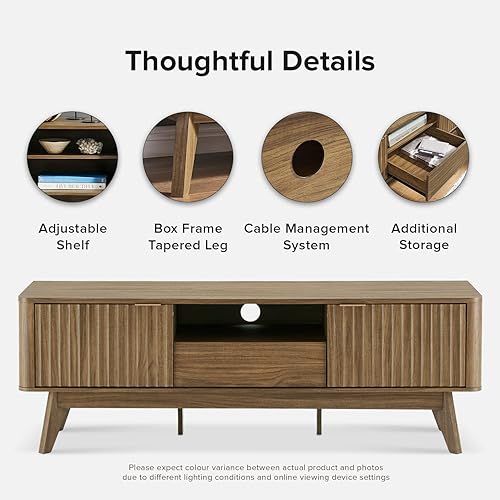 Miniatura 14 de mopio Brooklyn Mid-Century - Soporte de TV moderno para televisores de hasta 50 / 59 pulgadas, panel de forma de onda de 50 a 59 pulgadas, perfil