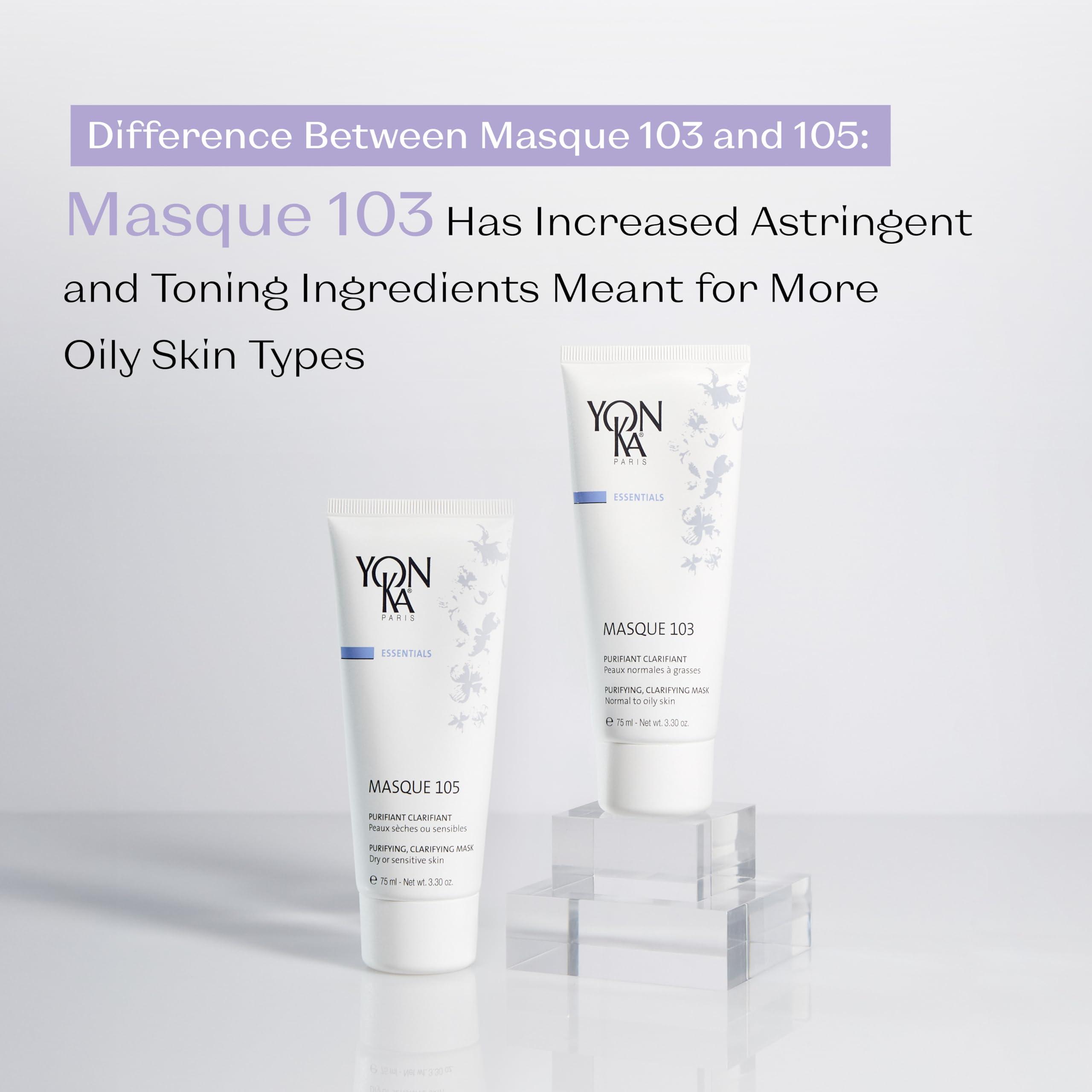 Masque105 Gesichtsmaske Yonka 75ml - Für Trockene Oder Empfindliche Haut - Entgiftende Tonerden, Reinigende Ätherische Öle - Reinigt, Absorbiert Talg, Verkleinert Poren - Bei Akne - Wasser Abspülen
