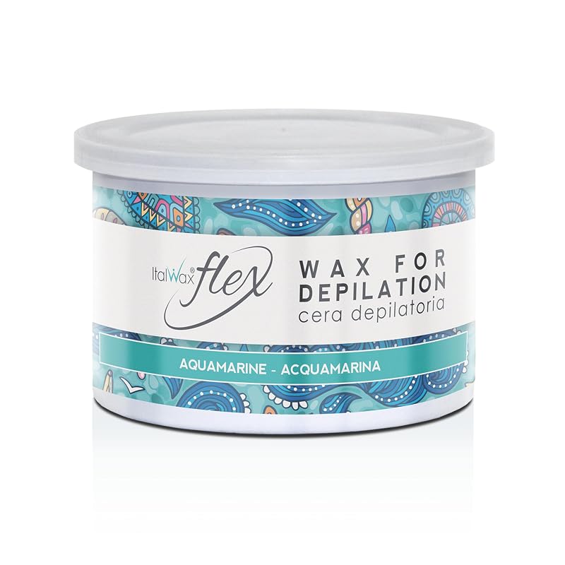 Cera depilatória Italwax Flex Aquamarine, 397 g, sem fragrância, fórmula sintética lipossolúvel, fabricada na Itália