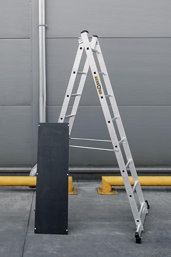 DRABEST Aluminum Scaffolding Tower 2x8 – Mini Scaffold with Work Platform 33x114 cm – Durable Sturdy & Lightweight Platform Ladder – 46x214x14cm - 8