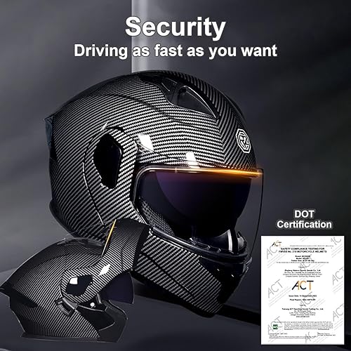 Miniatura 4 de Casco modular Bluetooth para motocicleta, aprobado por DOT, de cara completa, abatible, antivaho, doble visera, casco de motocicleta de calle,