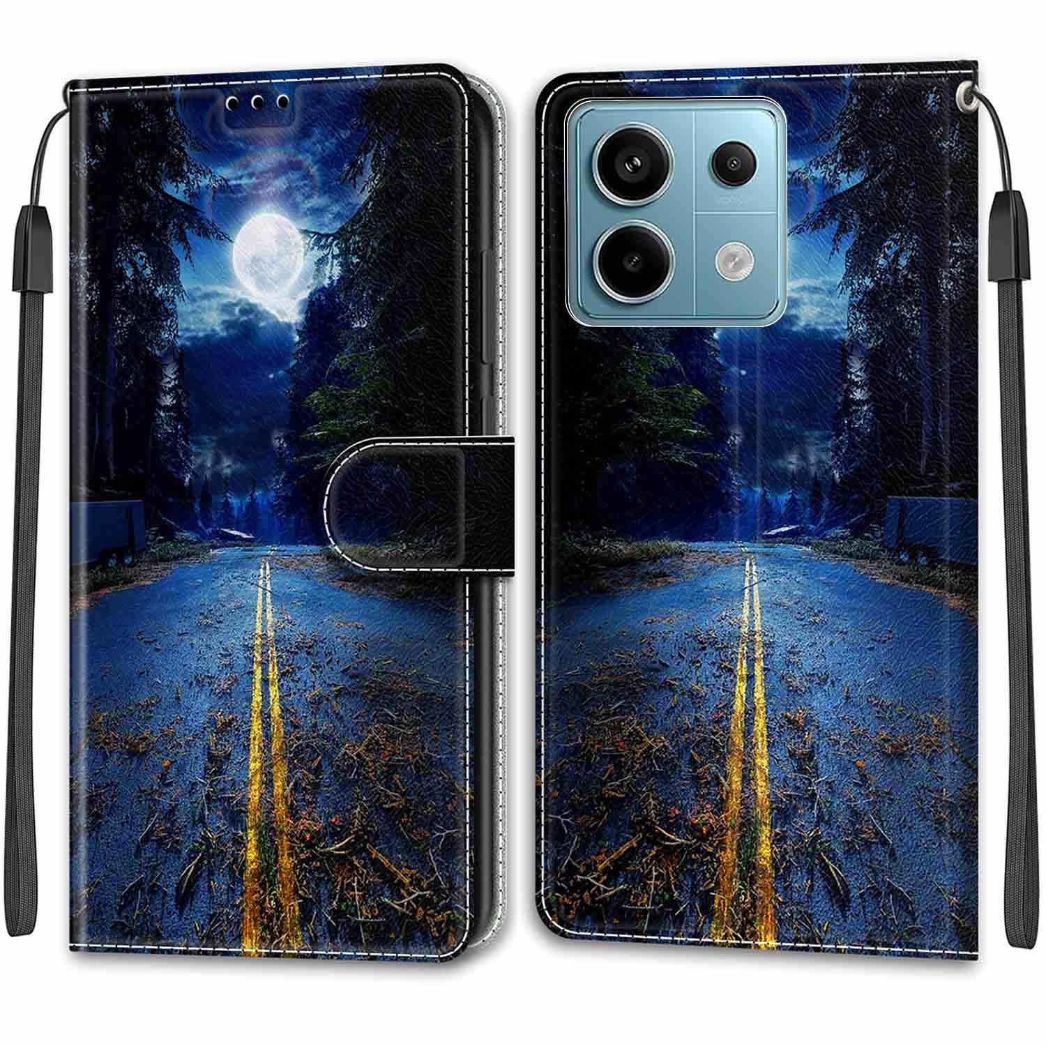 Nuxiady Coque Portefeuille Xiaomi Redmi Note 13 5G - Motif Papillon Bleu Doré - Magnétique + Support