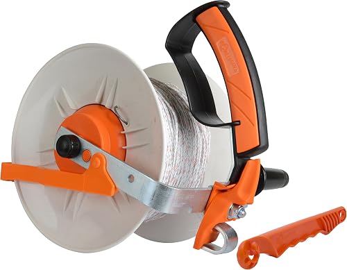 Gallagher Heavy-Duty Geared Electric Fence Reel | Pre-Wound with 1,312 ft of Turbo Wire | 3:1 Gear Ratio, Built-In Transport Hook, Impact-Resistant, Tangle-Free | For Pastures & Rotational Grazing