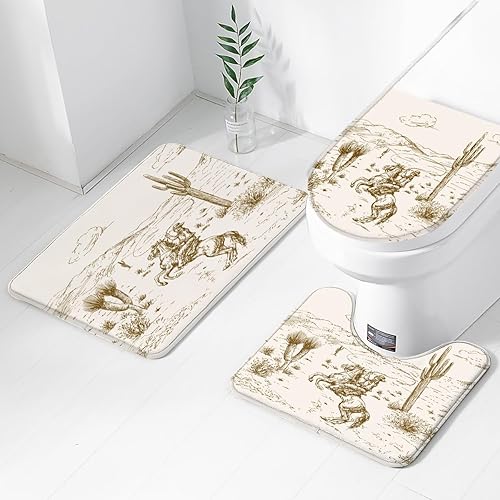 Miniatura 2 de AAtter Juego de 4 cortinas de ducha de vaquero occidental del desierto azteca del suroeste para hombres y niños, cactus de caballo de 60 pulgadas de