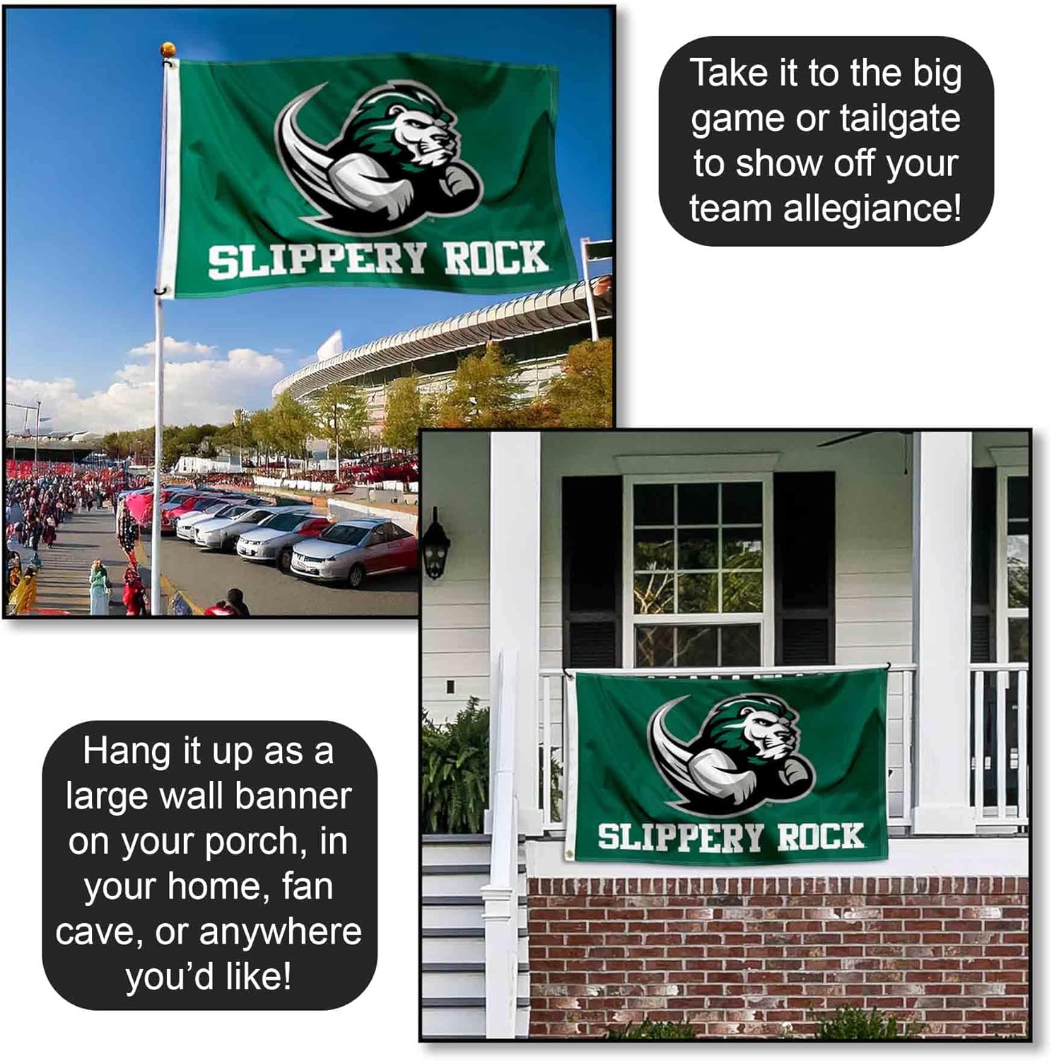 College Flags & Banners Co. Slippery Rock New Logo Flag