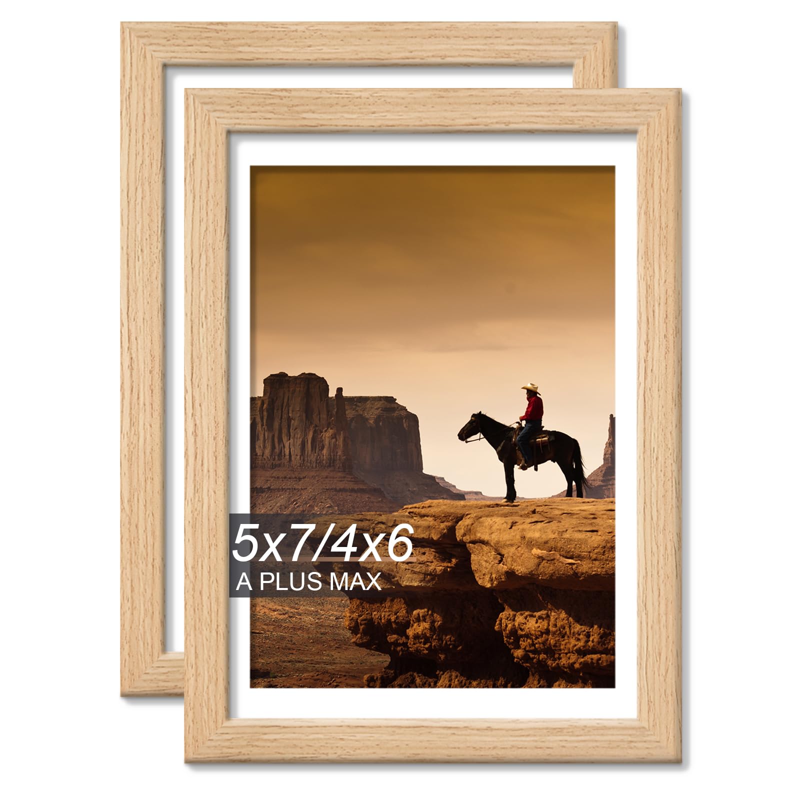 5x7 Picture Frame Set of 2 Natural Light Weight Tabletop and Wall Mount — image 1