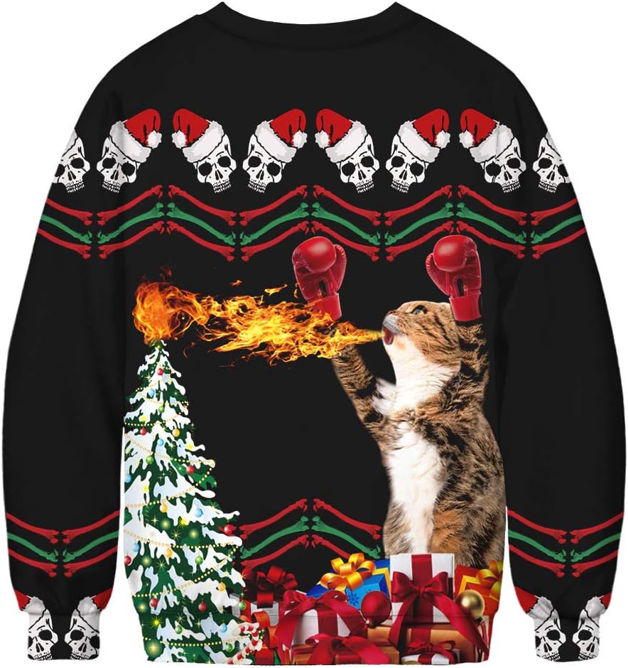 Jumppmile Unisex Ugly Animal Christmas Sweatshirt Crew Neck 3D Xmas Pullover Sweatshirt - Image 3