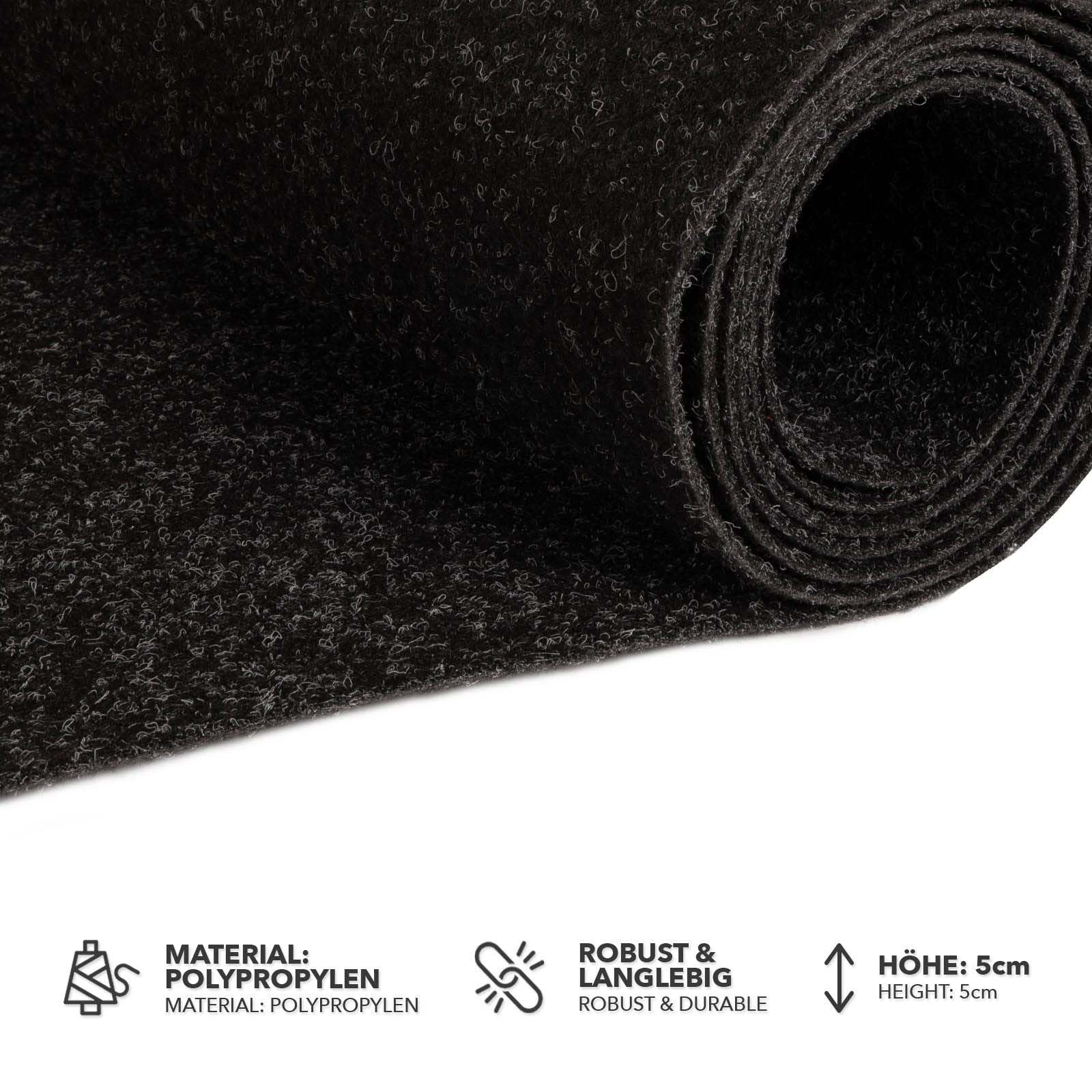 KARAT Dywan na imprezy i targi Turbo 100 x 1500 cm, antracyt - towar sprzedawany na metry - łatwy w pielęgnacji bieżnik – izolacja akustyczna, trudnopalny – na targi, wydarzenia, do szkoły i biura
