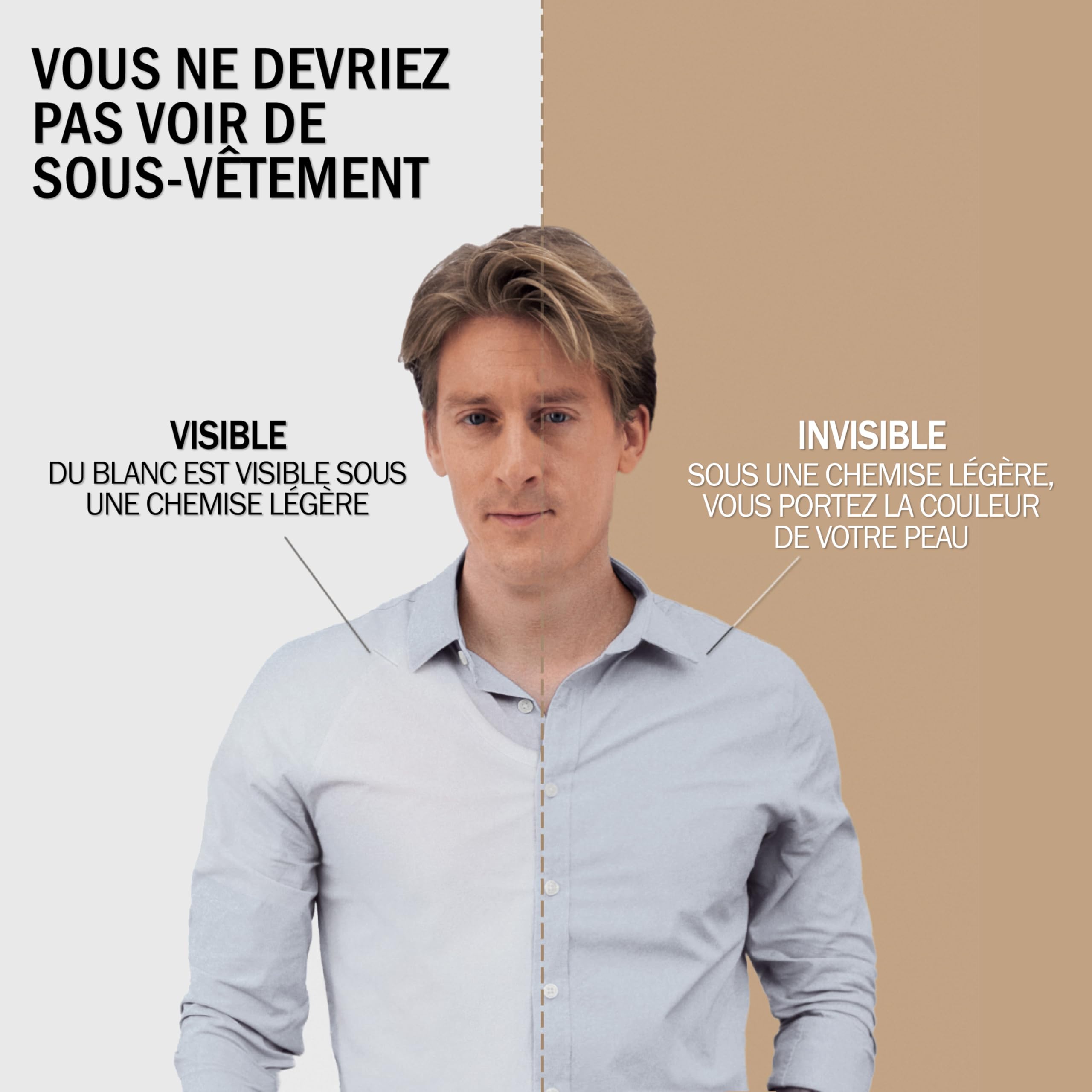 Chemise Anti-Transpiration - T-Shirt Anti-Taches de Transpiration - Maillot de Corps Anti-Transpiration - avec ArmPads Pro et Traitement argenté - Homme - Col en V