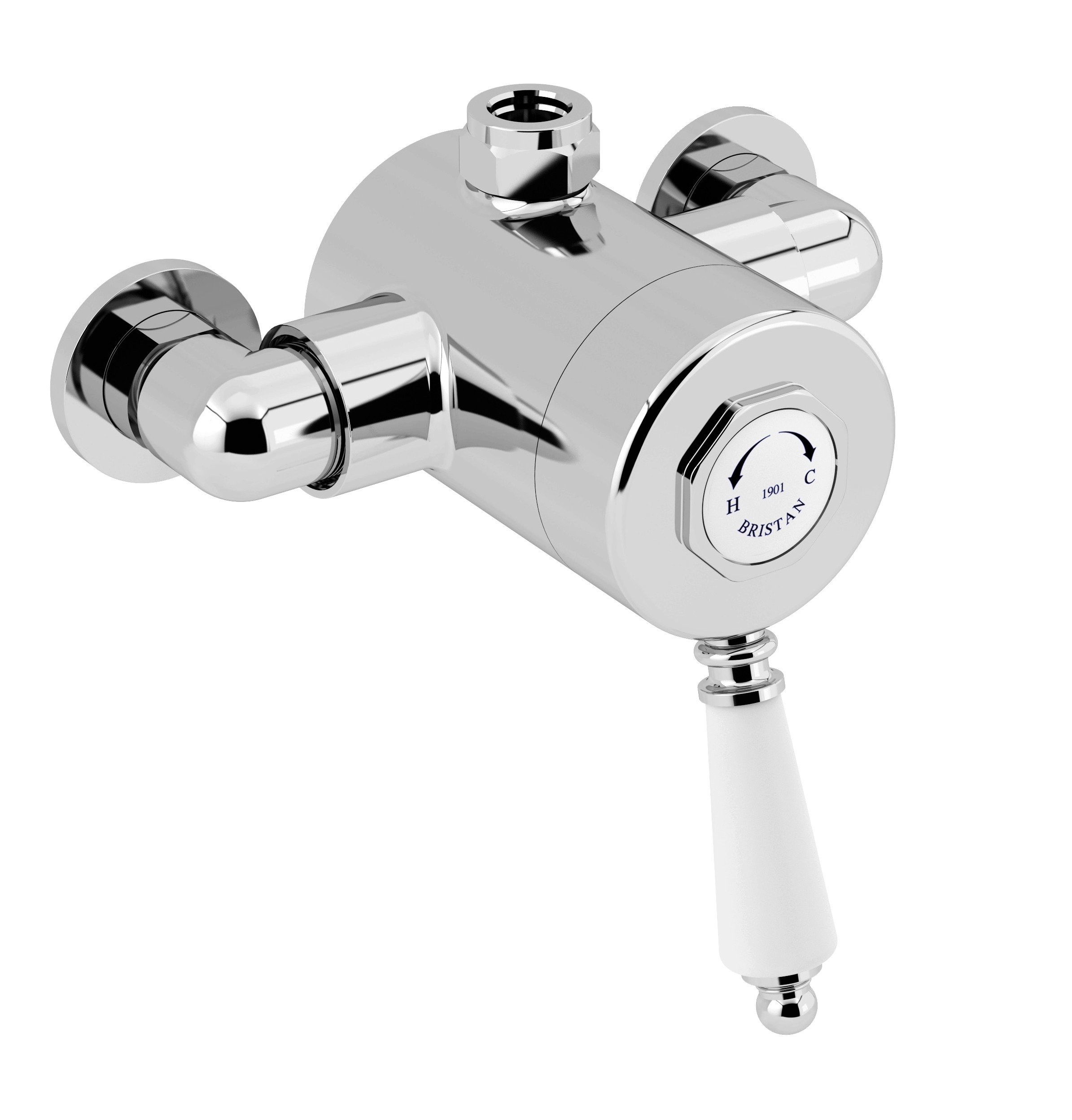 Bristan Chrome N2 Sqshxtvo C 1901 Exposed Sequential Top Outlet Shower Valve,