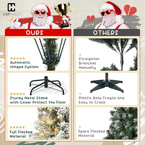 Miniatura 5 de Fencer Wire Árbol de Navidad artificial preiluminado de 4.5 pies con 398 puntas de ramas prearticuladas y soporte plegable, árbol de Navidad delgado